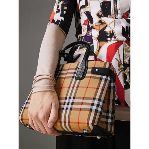 Burberry The Small Banner In Leather And Vintage Check In Black